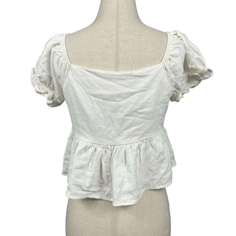 Lisa Says Gah Lily Tie Front Top Womens S Linen Blend Cottagecore Soft‎ Girl - Picture 3 of 8